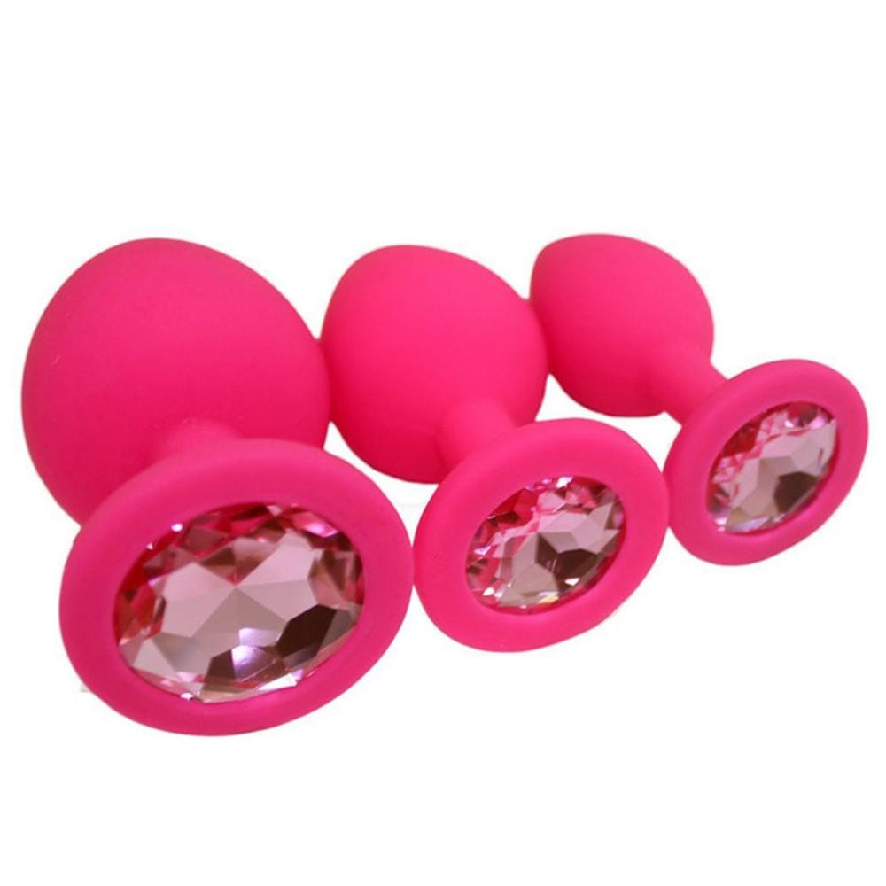 3 Sizes 4 Colors Silicone Plug - 13 Jewel Colors Available - lovemesex
