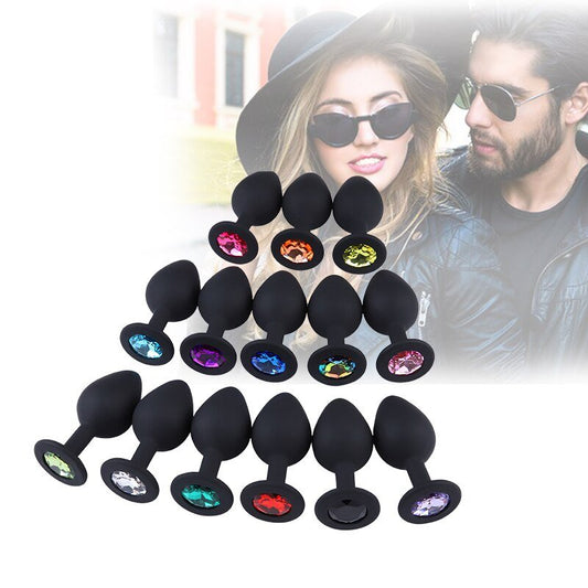 3 sizes 8 Colors Jeweled Silicone Plug - lovemesex