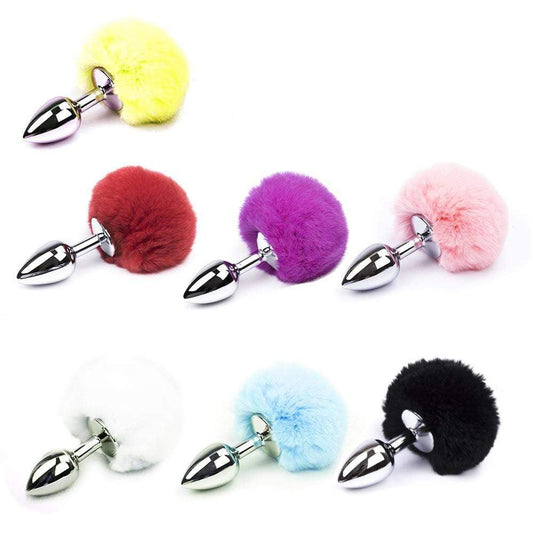 3" Tail Plug Multi Color Bunny Stainless steel - lovemesexTail Plug