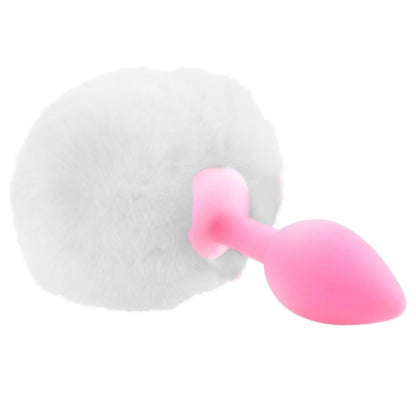 3" Tail Plug White/Pink/Black Bunny Silicone - lovemesexTail Plug