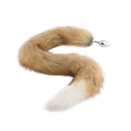 32" Brown With White Fox Tail Plug - lovemesexTail Plug