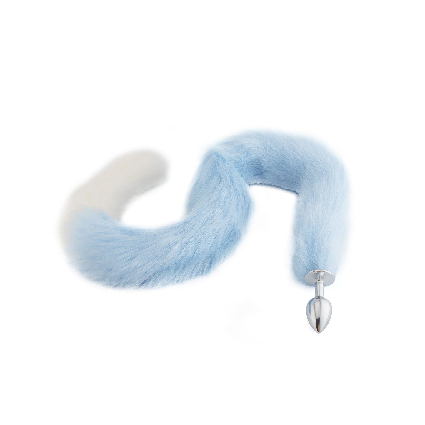 32" Light Blue With White Fox Tail Plug - lovemesexTail Plug