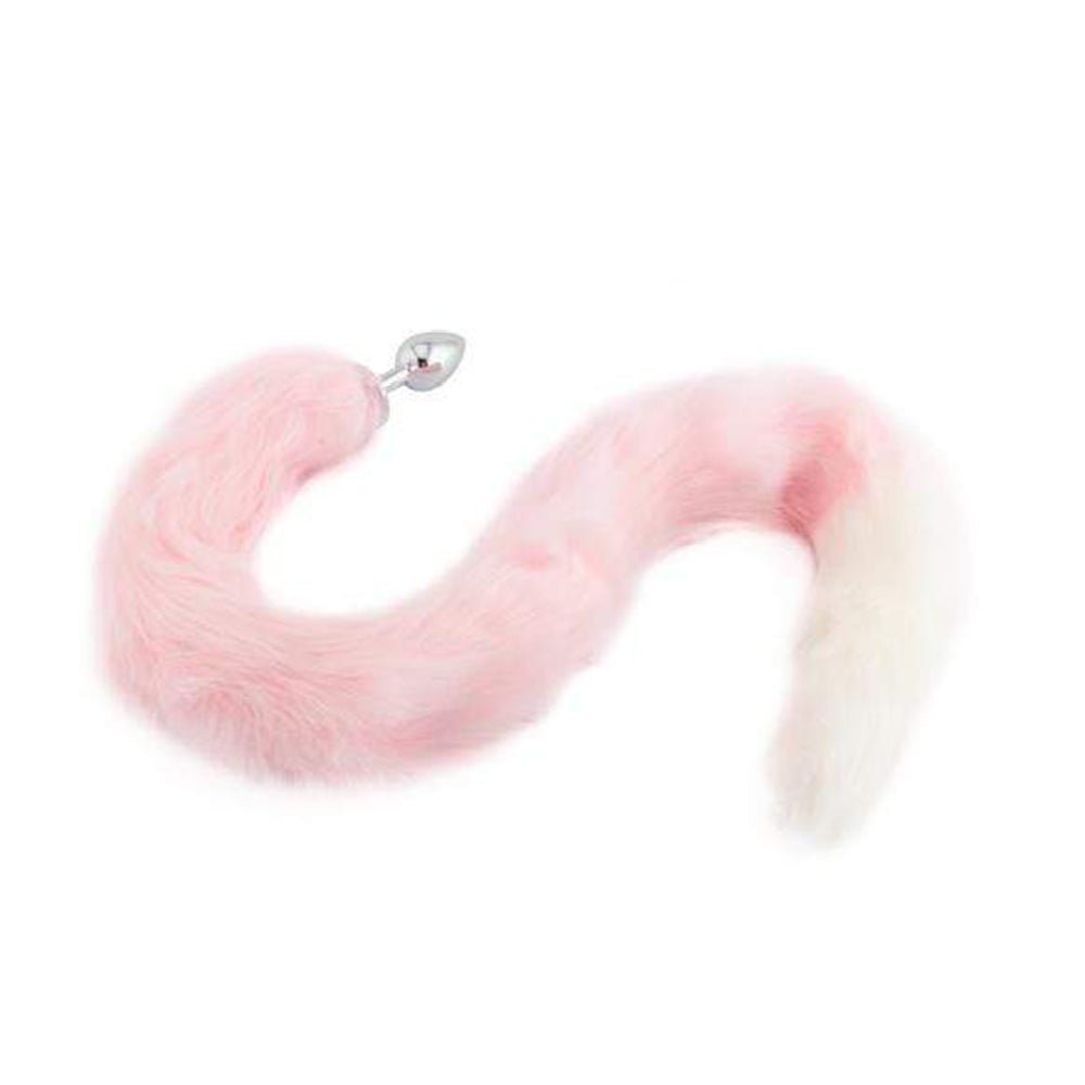 32" Pink With White Fox Tail Plug - lovemesexTail Plug