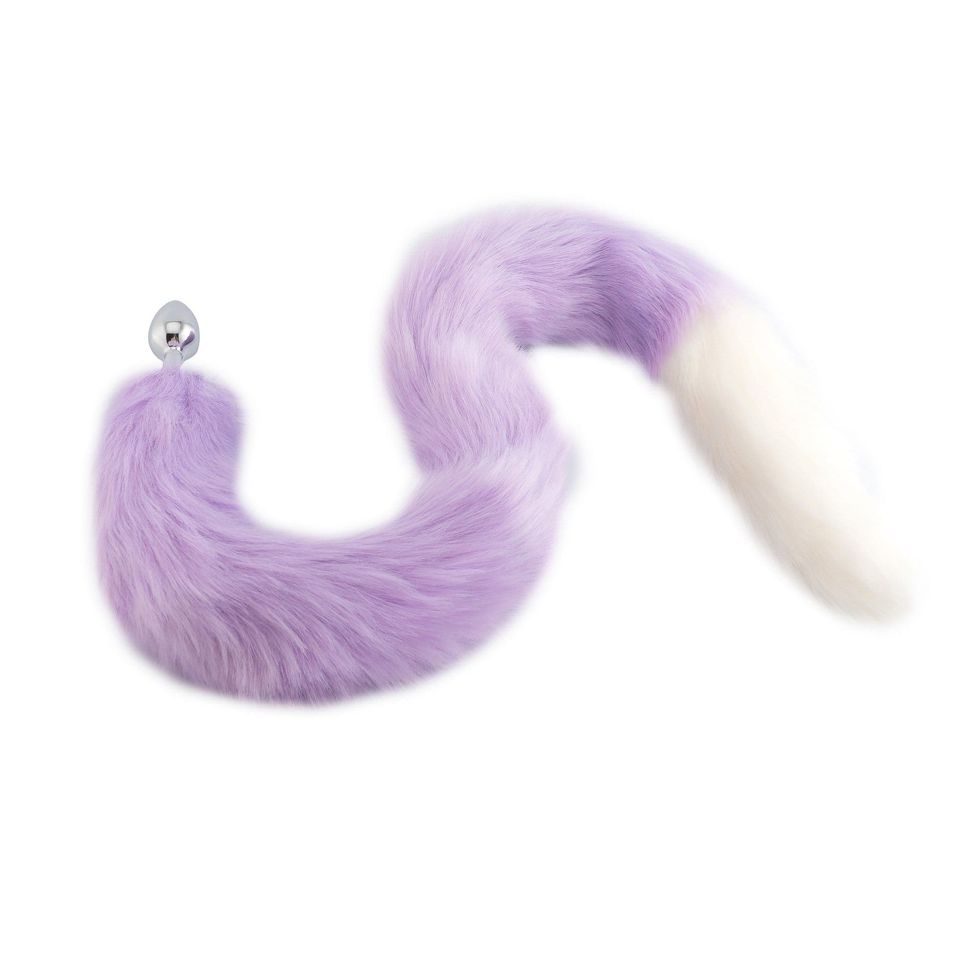 32" Purple With White Fox Tail Plug - lovemesexTail Plug