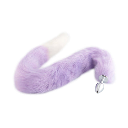 32" Purple With White Fox Tail Plug - lovemesexTail Plug