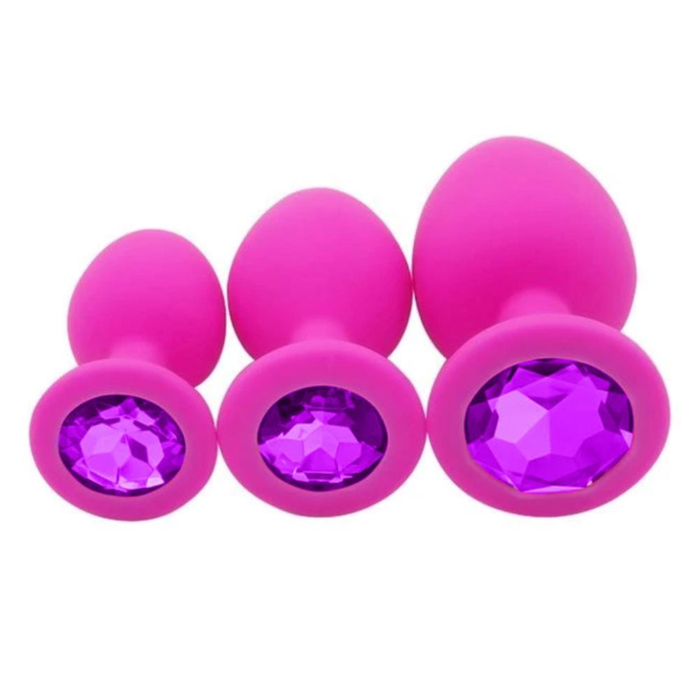 4 Colors Jeweled Pink Silicone Plug - lovemesex