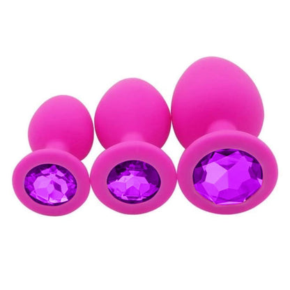 4 Colors Jeweled Pink Silicone Plug - lovemesex