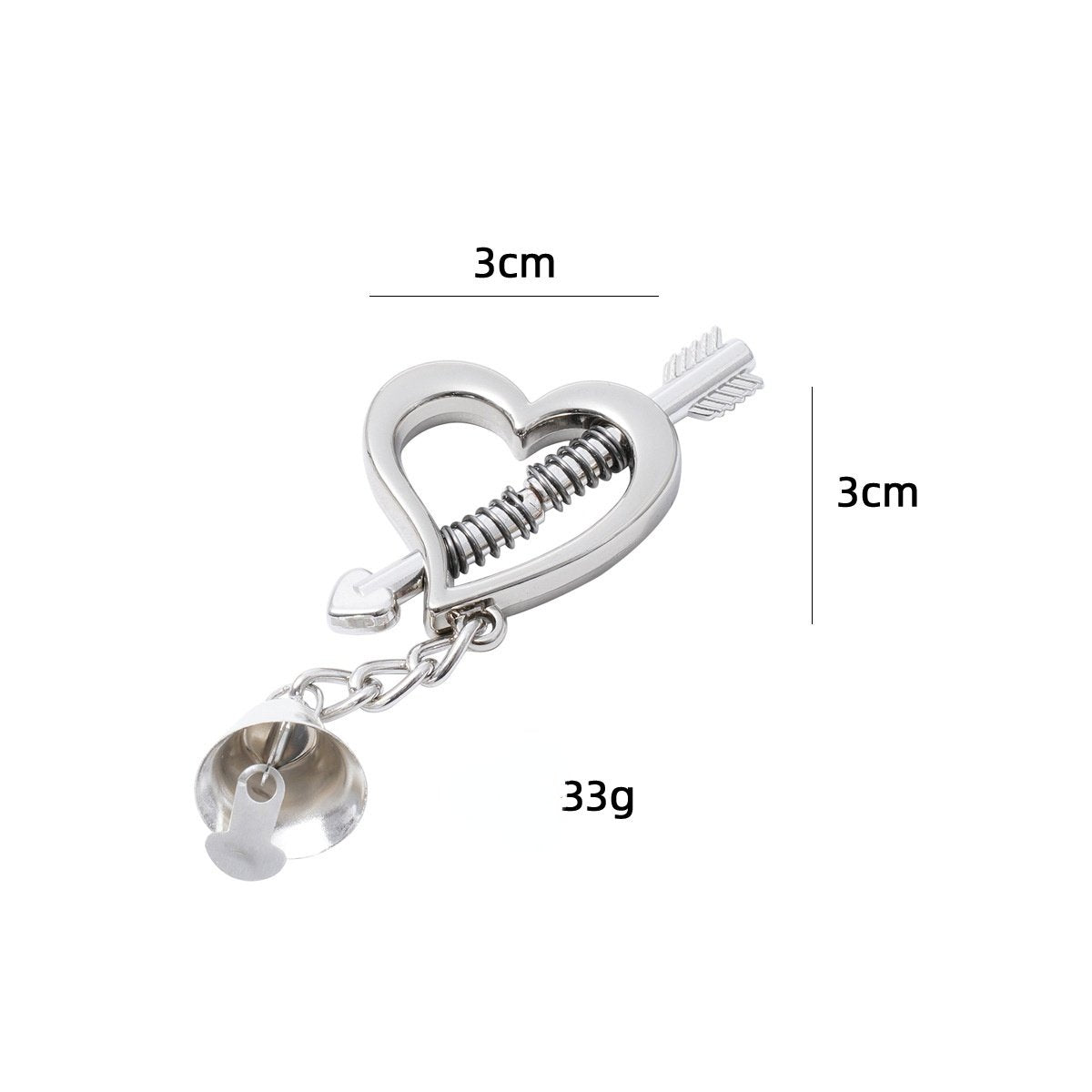 Silver Color Nipple Clamps Heart with Bell-lovemesex.myshopify.com