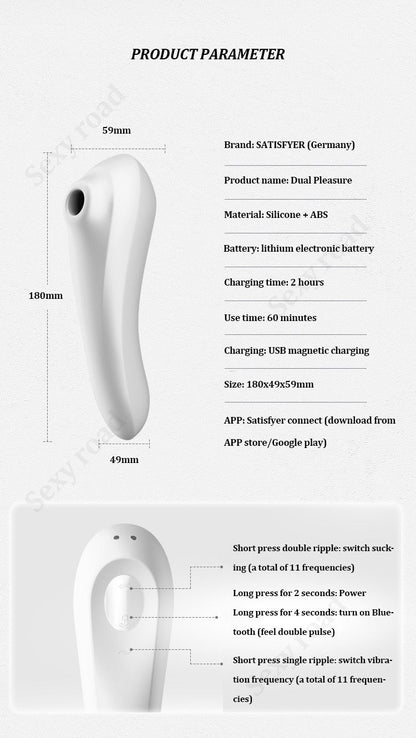 Satisfyer Dual Pleasure Sucking Vibrator for Women APP Bluetooth Clitoris G Spot
