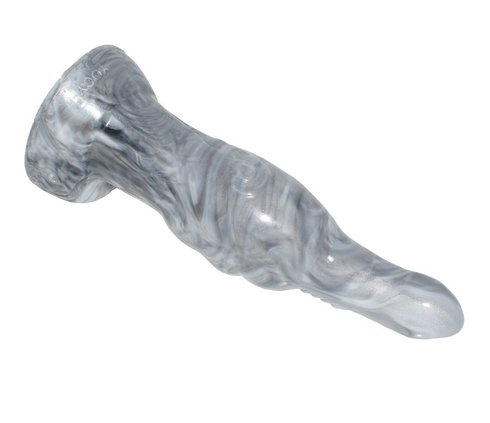 Silver Dog Dildo Liquid Silicone Animal with Suction Cup