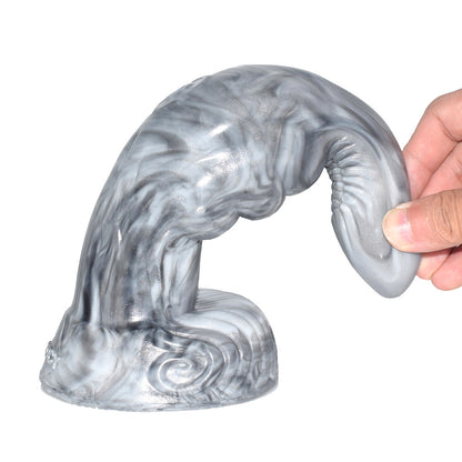 Silver Dog Dildo Liquid Silicone Animal with Suction Cup