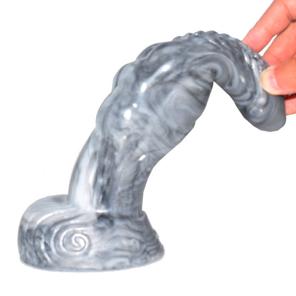 Silver Dog Dildo Liquid Silicone Animal with Suction Cup