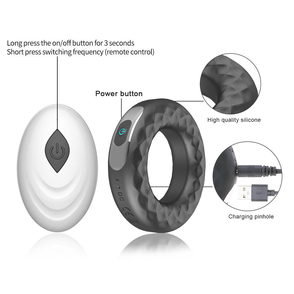 Rechargeable Remote Silicone Cock Ring Vibrator for Delay Ejaculation-lovemesex.myshopify.com