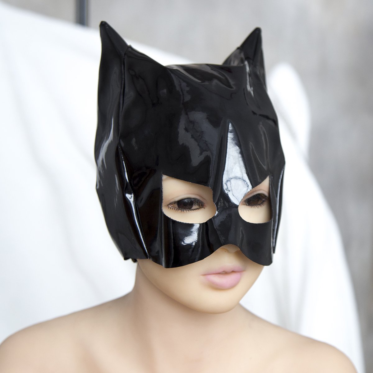 Patent Leather Cat Head Mask Stretched One Size-lovemesex.myshopify.com