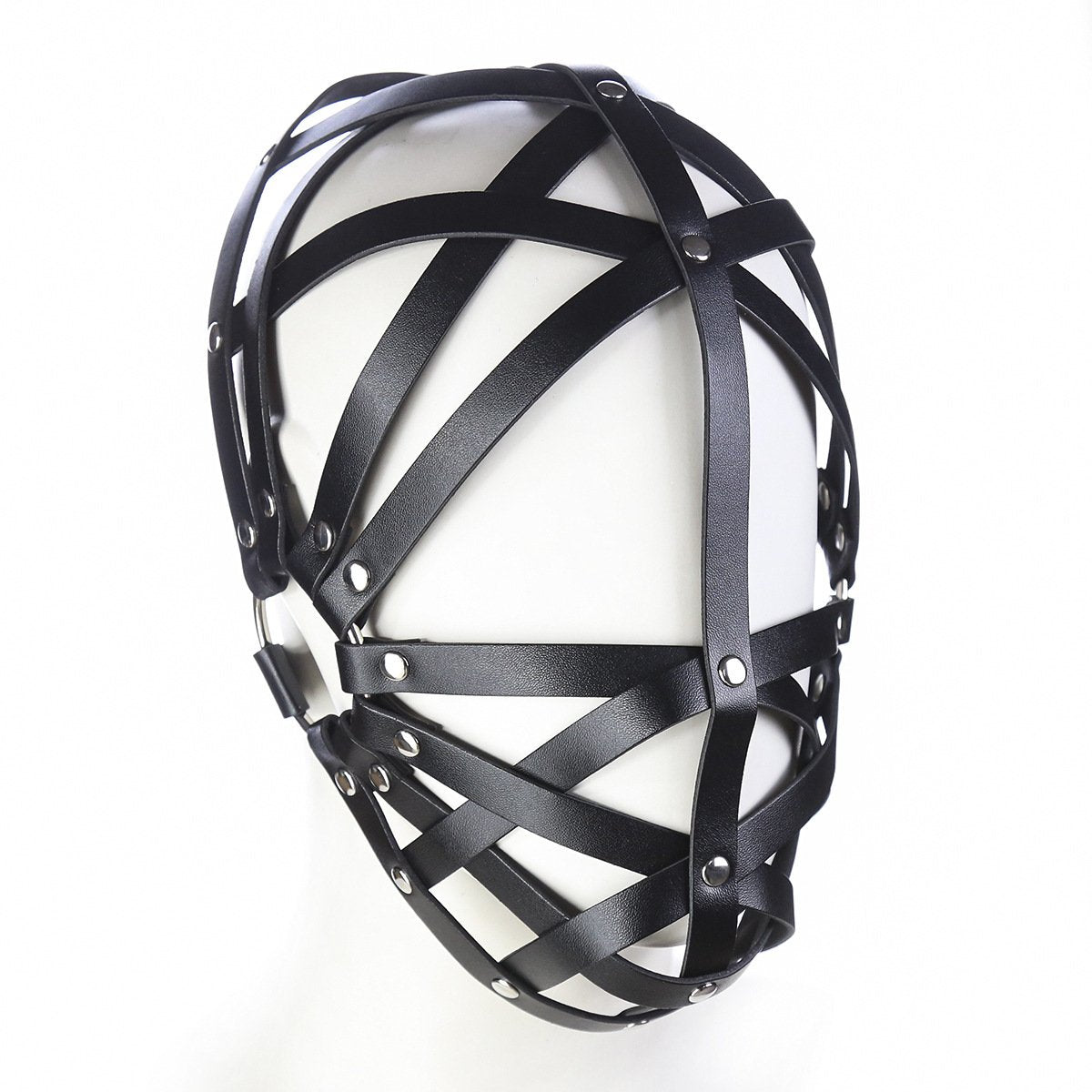 Adjustable Faux Leather Black Hollow Face Cover - lovemesexBlindfolds, Masks and Gags