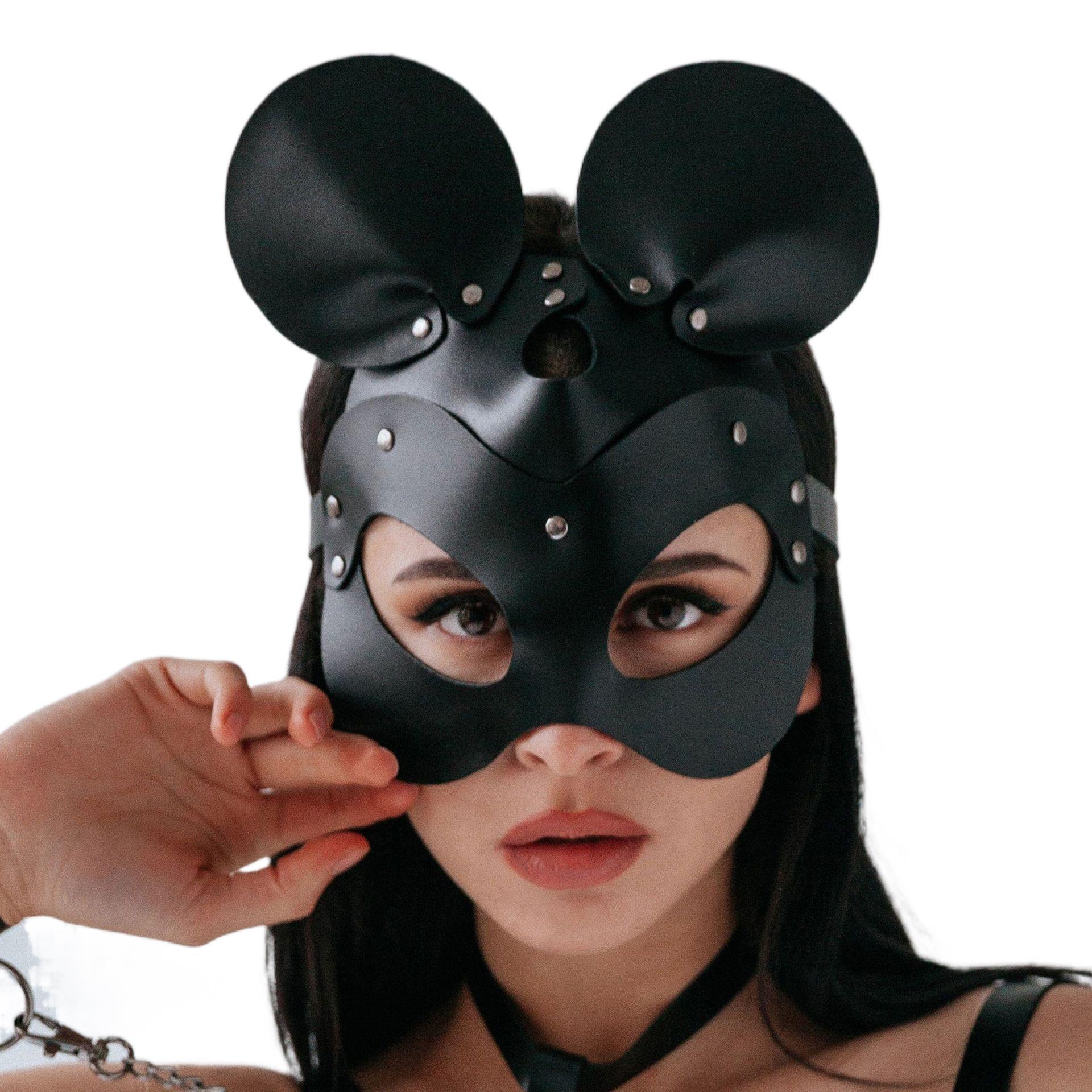 Adjustment SM Faux Leather Blindfold with Ear - lovemesexBlindfolds, Masks and Gags