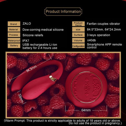 ZALO Double-head Couples G Spot U-type Silicone Stimulator Wireless App Remote Control Vibrator