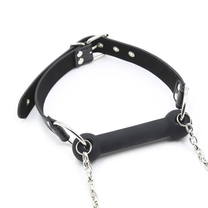 Black Dog Bone Stopper with Traction Chain - lovemesexBlindfolds, Masks and Gags