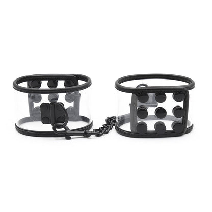 Black Wrap Transparent PVC Bound Cuffs - lovemesexHandcuffs & Sex Restraints