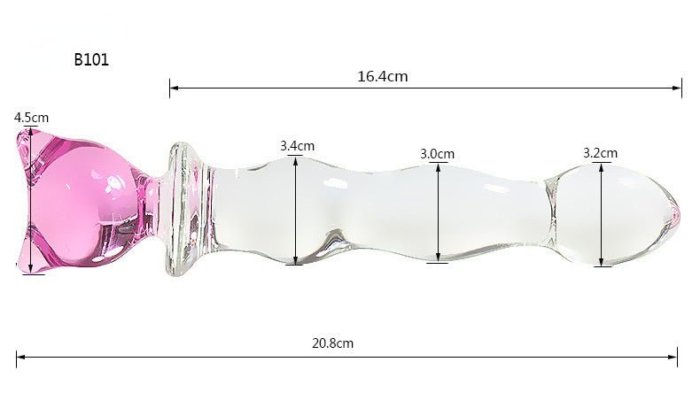 Crystal Heart Wavy Glass Dildo 8 Inch - lovemesexDildos