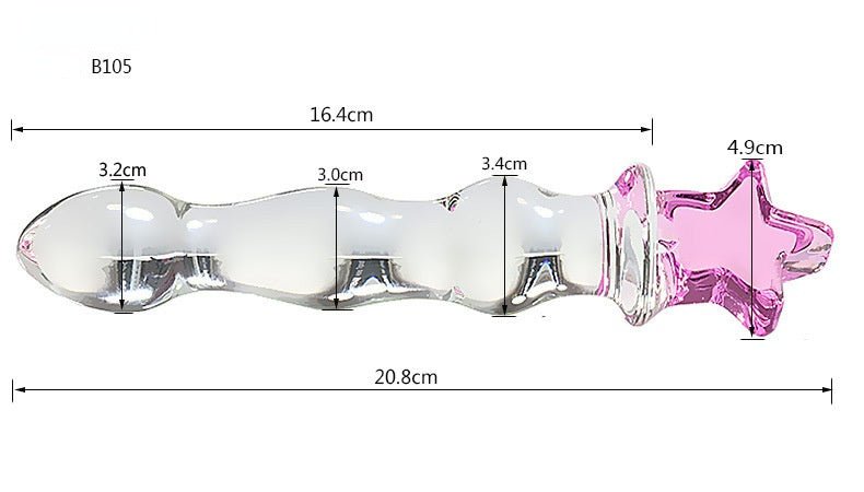 Crystal Heart Wavy Glass Dildo 8 Inch - lovemesexDildos