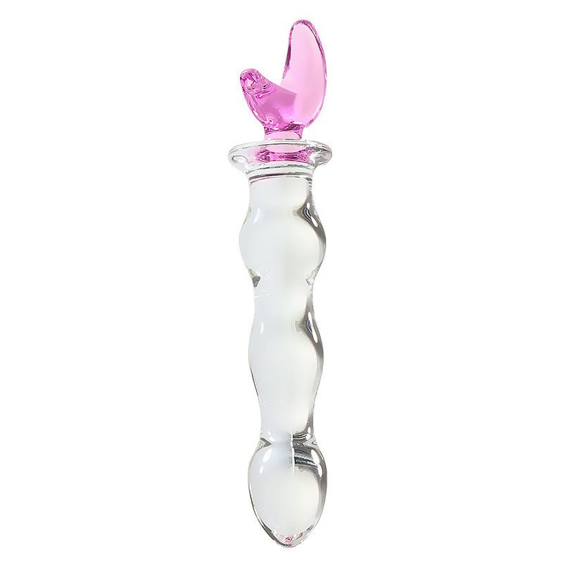 Crystal Heart Wavy Glass Dildo 8 Inch - lovemesexDildos