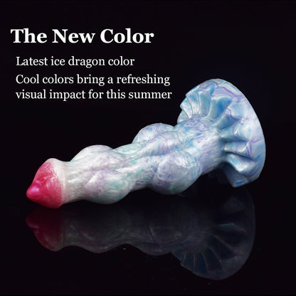 Cyan Thick Beast Penis Huge Knot Ice Dragon Series Dildo With Suction Cup - lovemesexDildos