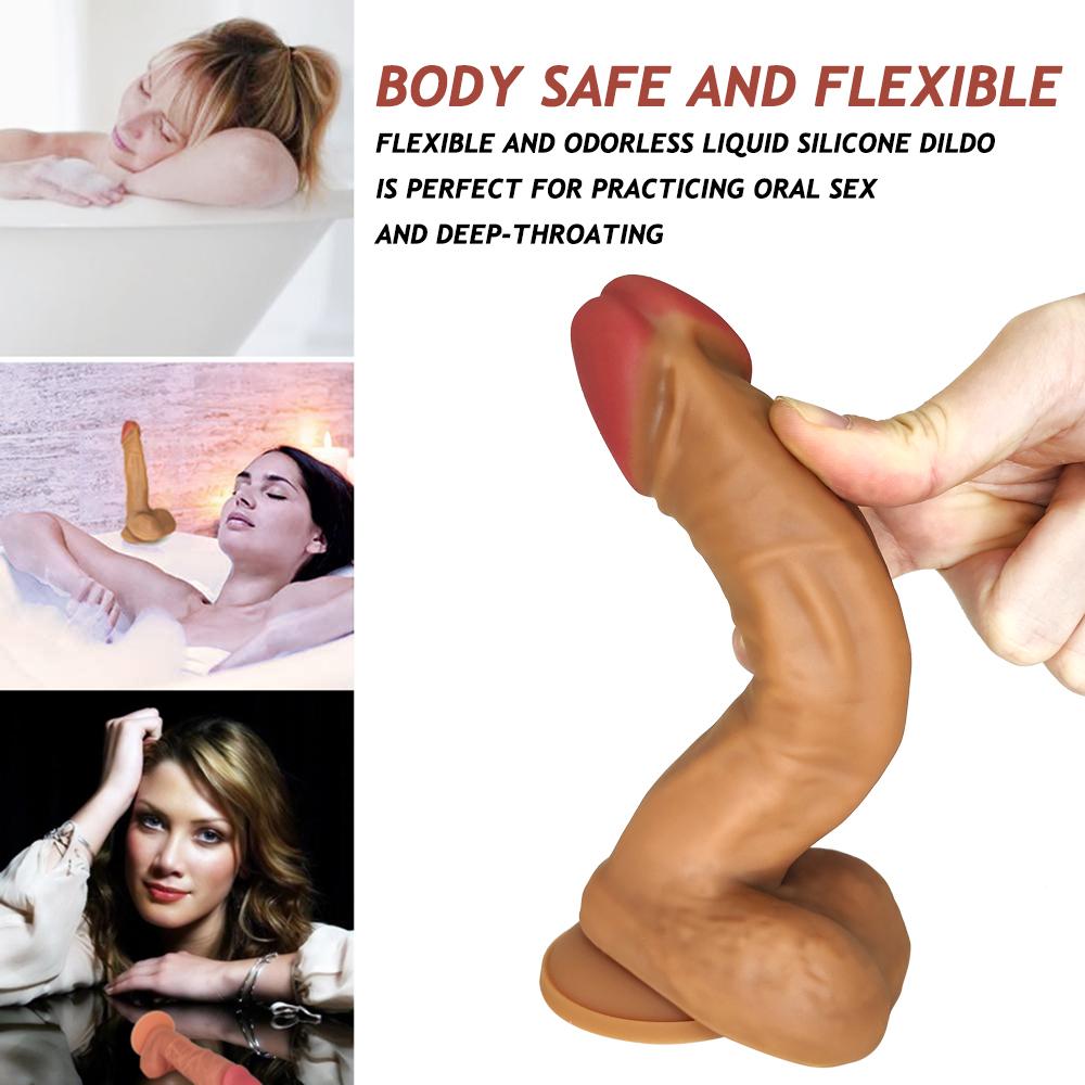 Red & Brown Naturel 6 Inch Insertable Realistic Dildo