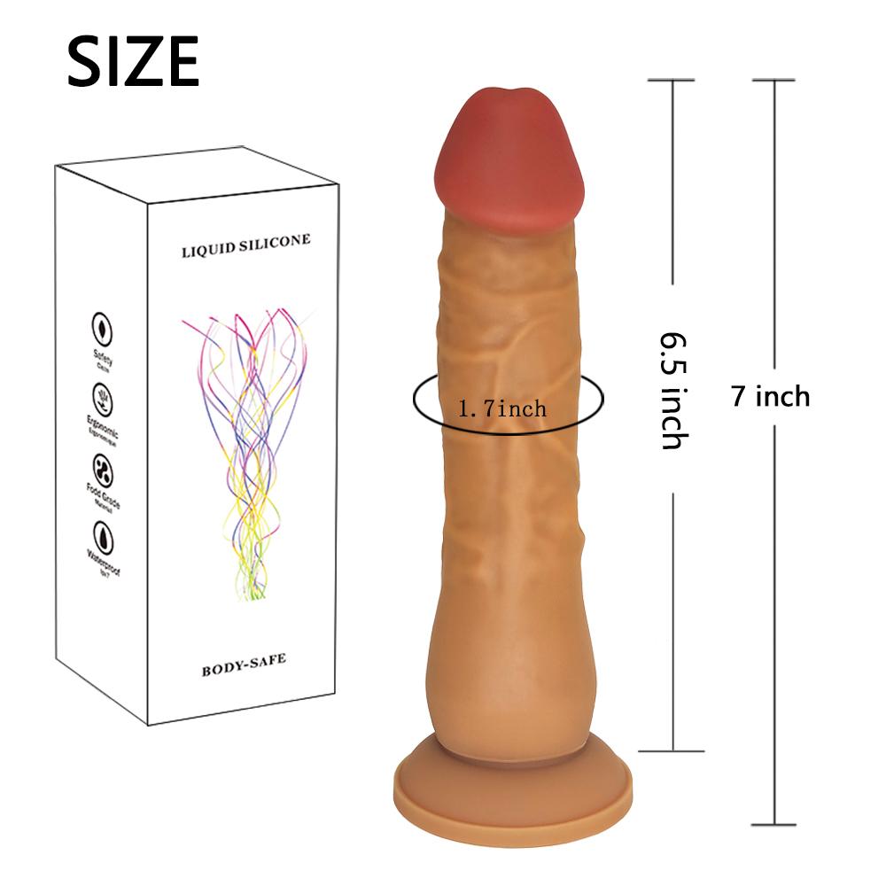 Ultra Liquid Silicone Realistic Suction Cup Dildo with Balls 7 Inch-lovemesex.myshopify.com