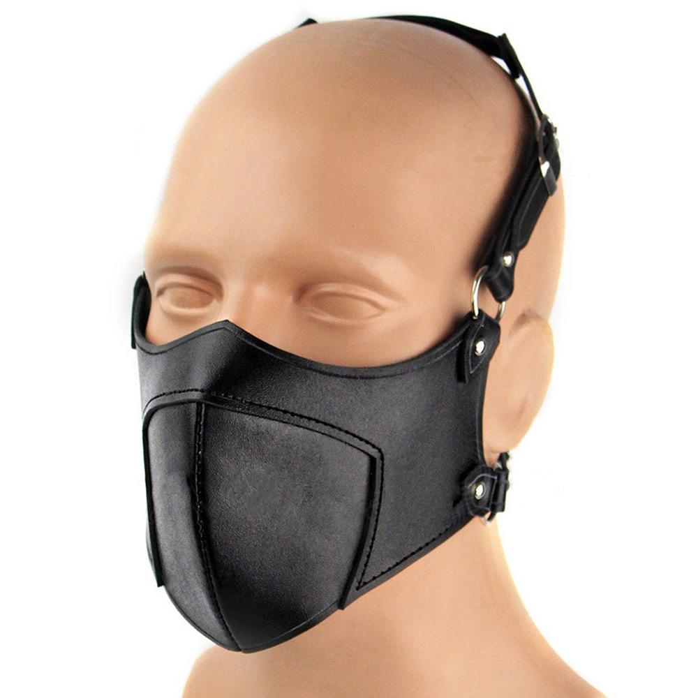 Faux Leather Adjustable Length Detachable Mask - lovemesexBlindfolds, Masks and Gags