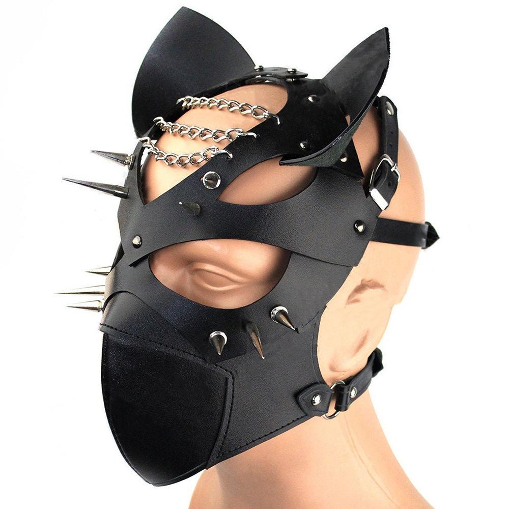 Faux Leather Adjustable Length Detachable Mask - lovemesexBlindfolds, Masks and Gags