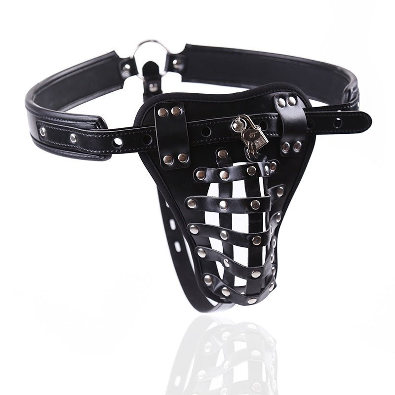 Faux Leather Chasity Pant with Lock - lovemesexChastity-men