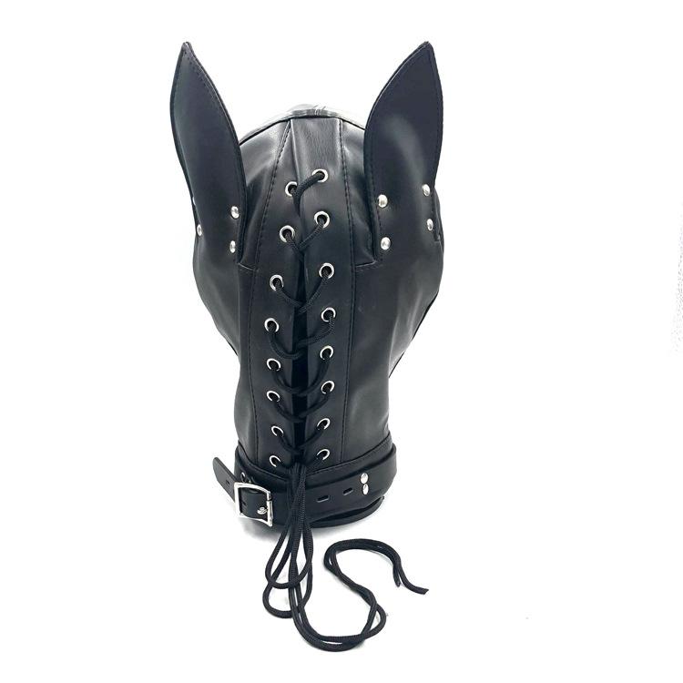 Fetish Fantasy Faux Leather Dog Open Eyes Bondage Mask - lovemesexBlindfolds, Masks and Gags
