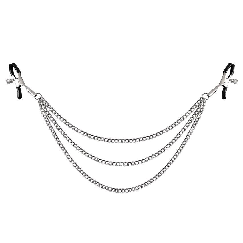 Intimate 3 Tiered Chains Silver Nipple Clamps - lovemesexNipple and Clit Toys