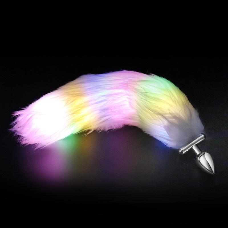 Lighting Stainless Steel Faux Fox Tail Butt Plug For Cosplay - lovemesexButt Plugs
