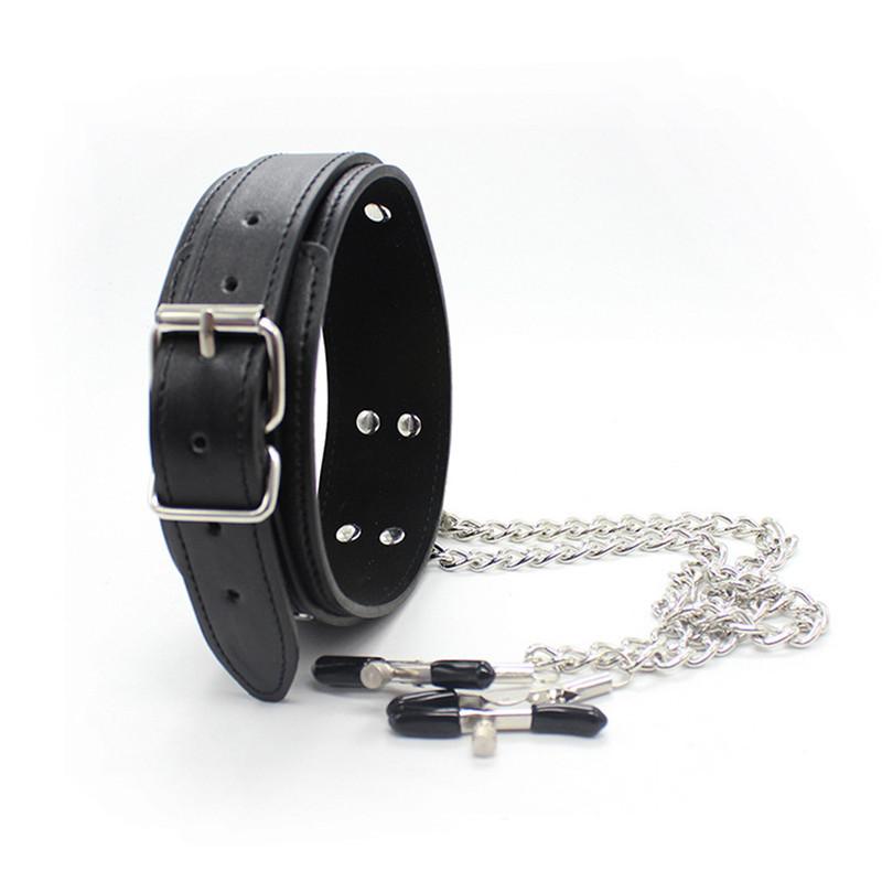Lovemesex Faux Leather Collar with Clamps - lovemesexBondage Wear & Fetish Clothing