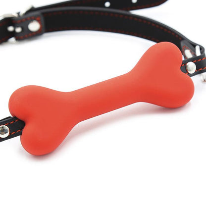 Lovemesex Gag Silicone Bone Red with Nipple Clamp - lovemesexBlindfolds, Masks and Gags