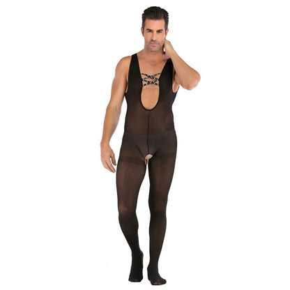 Men's One-piece Mesh Perspective Suit - lovemesexRainbowme Body Stocking