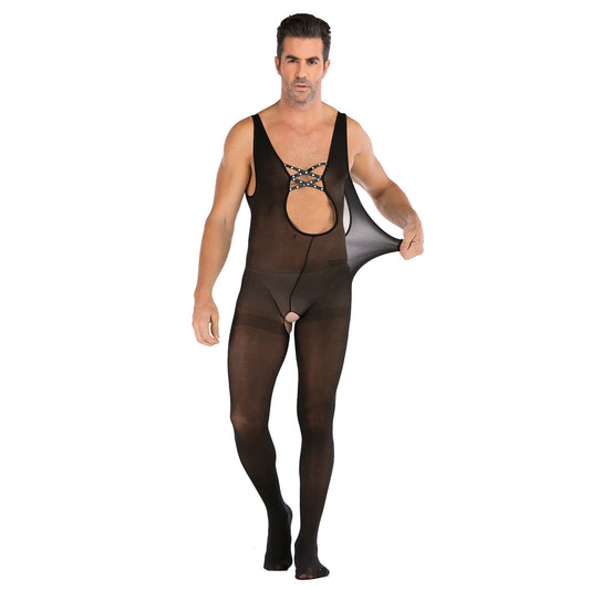 Men's One-piece Mesh Perspective Suit - lovemesexRainbowme Body Stocking