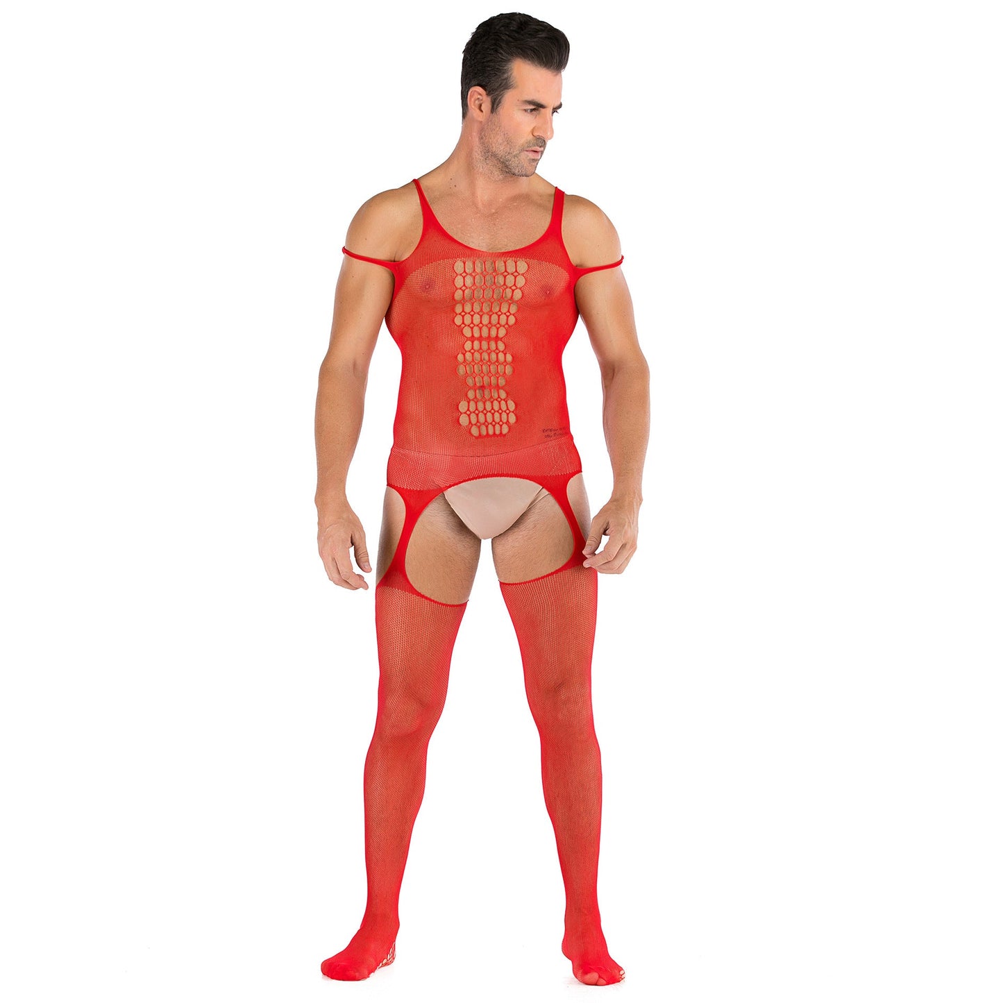 Men's One-piece Silk Stockings Open File Full Body Mesh - lovemesexRainbowme Body Stocking