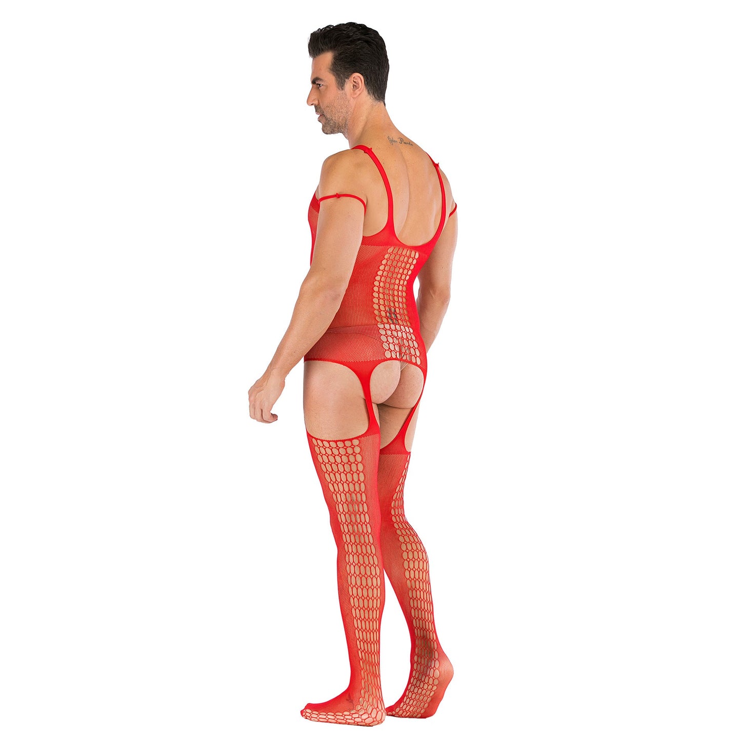 Men's One-piece Silk Stockings Open File Full Body Mesh - lovemesexRainbowme Body Stocking