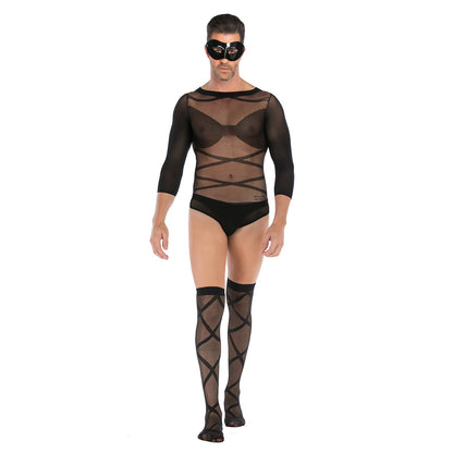 Men's Sexy One-piece Silk Stockings Set - lovemesexRainbowme Body Stocking