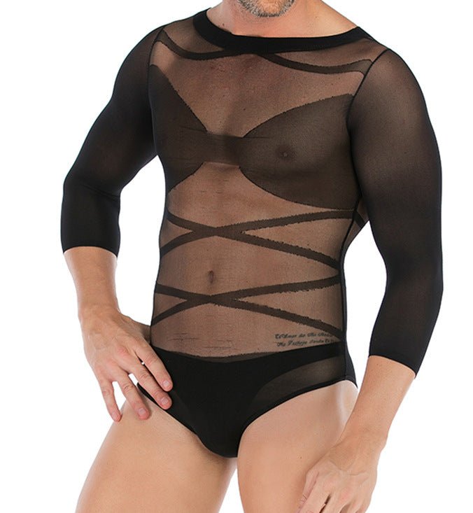 Men's Sexy One-piece Silk Stockings Set - lovemesexRainbowme Body Stocking