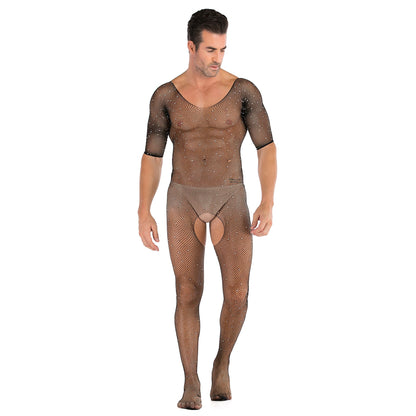 Men's Sexy Open Range One-piece Shiny Full-body Stocking with Diamonds - lovemesexRainbowme Body Stocking