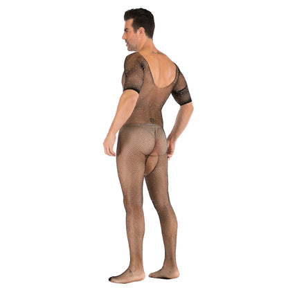 Men's Sexy Open Range One-piece Shiny Full-body Stocking with Diamonds - lovemesexRainbowme Body Stocking