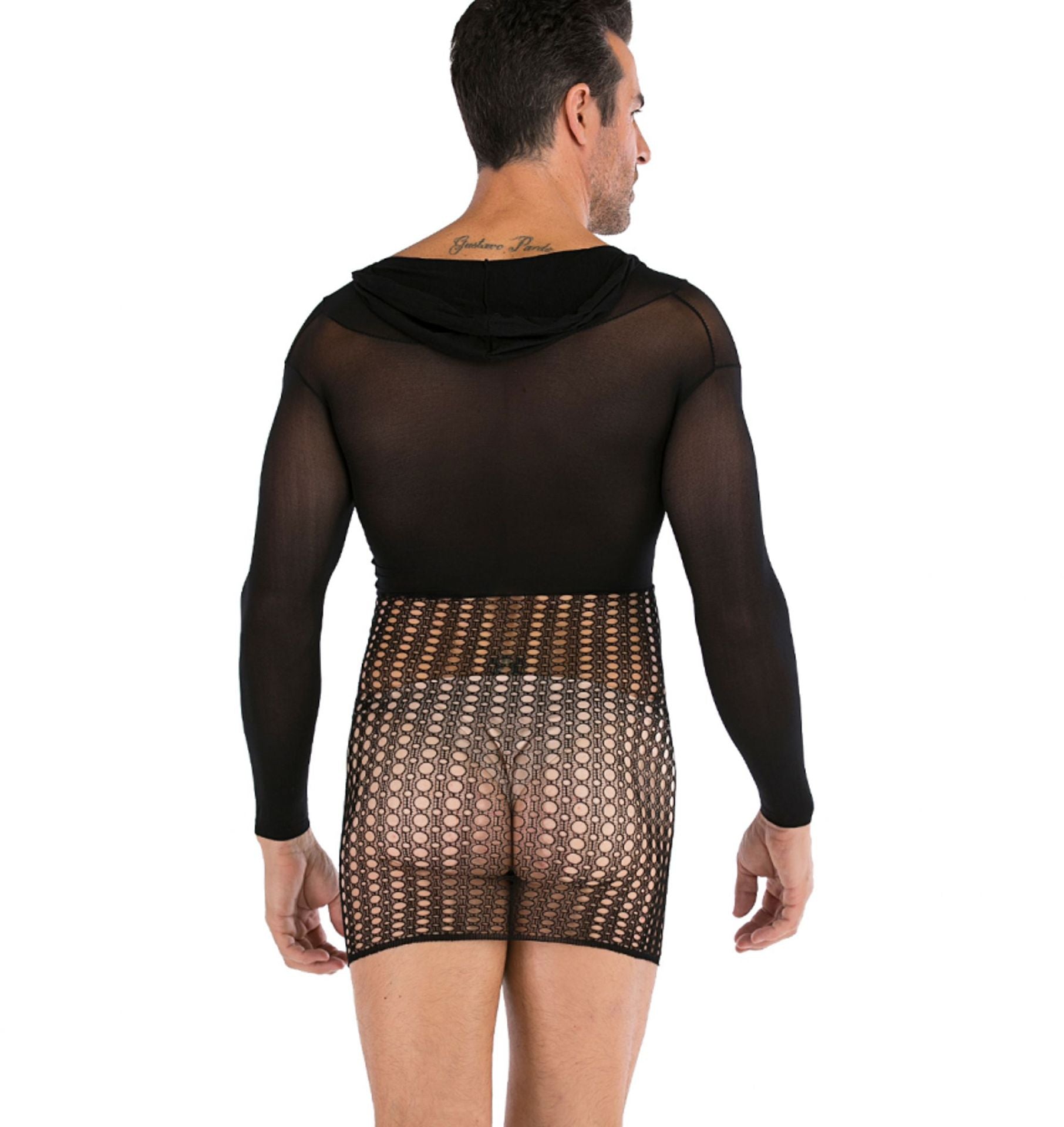 Men's Sexy Underwear Hooded Large Size One-piece Bag Hip Net Dress - lovemesexRainbowme Body Stocking