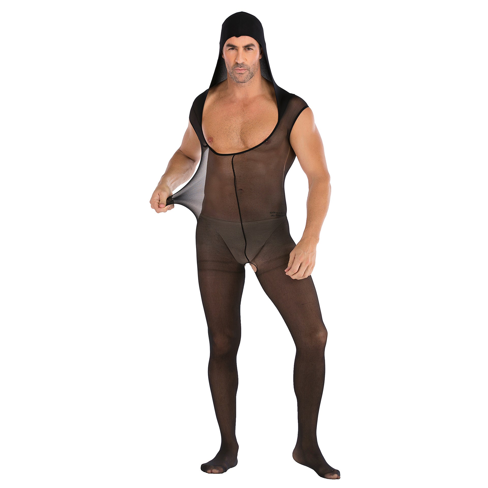 Men's Solid Color Hooded Jumpsuit Sexy Suit - lovemesexRainbowme Body Stocking