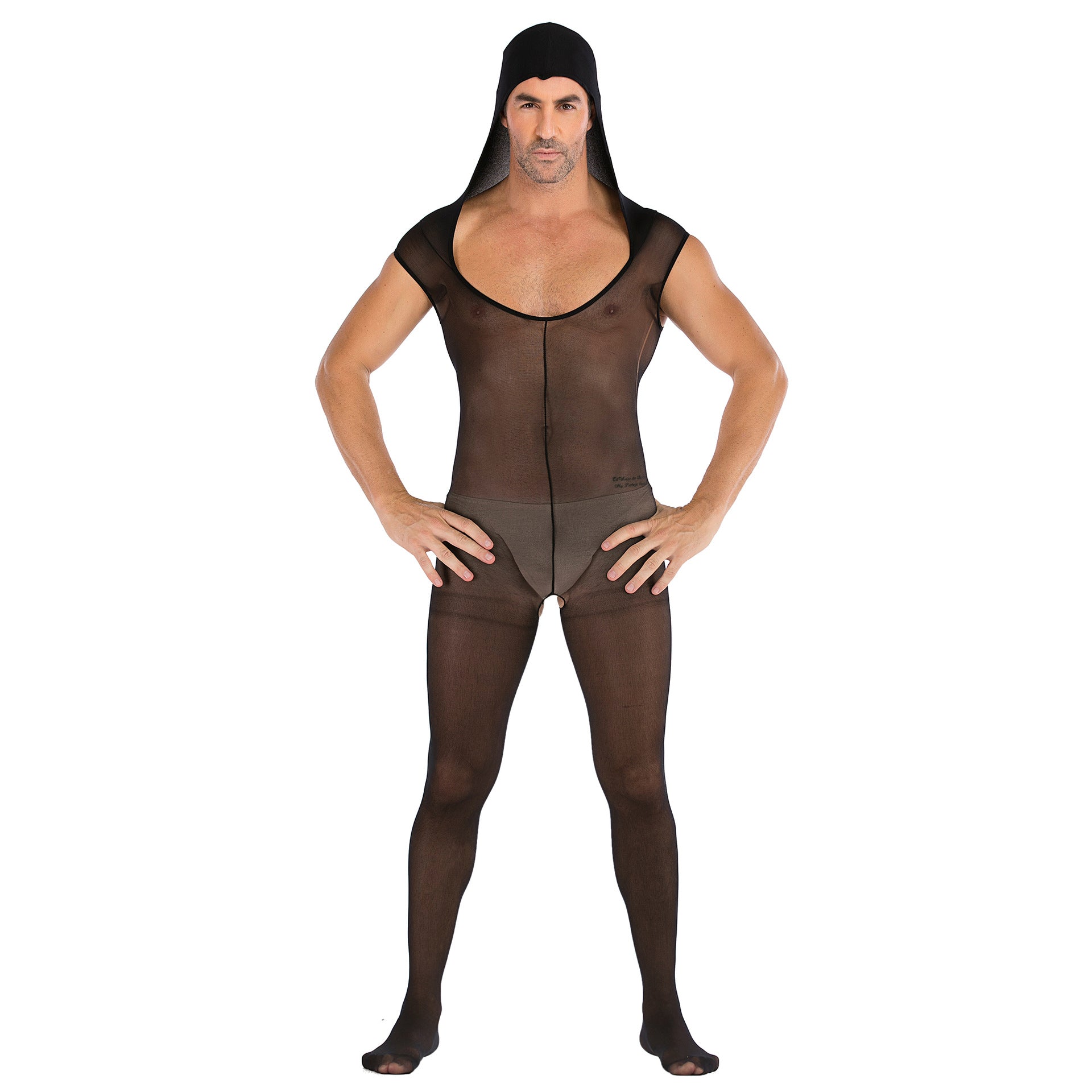 Men's Solid Color Hooded Jumpsuit Sexy Suit - lovemesexRainbowme Body Stocking